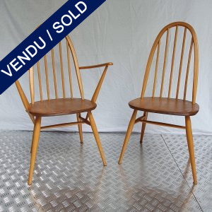 Ref : MC806 - Pair of chair and armchair Windsor - Lucian Randolph ERCOLANI