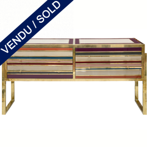 Ref : M253 - Italian commode - brass and tinted glass - SOLD