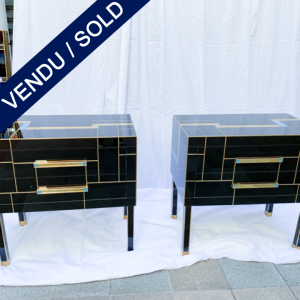Ref : M255 - Pair of bedside in tinted glass - signed - exclusive model for Justine - SOLD