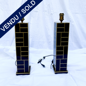 Ref : LL376 - Pair of signed lamps in tinted glass - exclusive model for Justine - SOLD