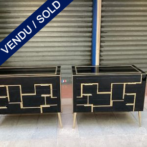 Ref : M264 - Pair of dressers in black stained glass