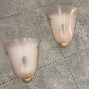 Ref : LA257 - Seguso, Paire d’appliques verre de Murano rose