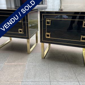 Ref : M273 - Pair of italian chest - Tinted glass and brass