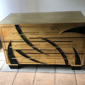 Ref : M252 - Brass and tinted glass commode
