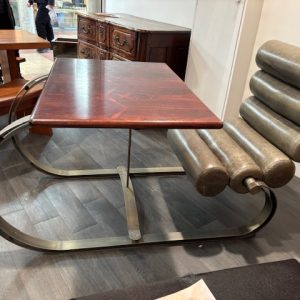 Ref : MT1023 - Bureau vintage en acier, cuir et acajou par Marzio Cecchi pour Studio Most, Italie 1969