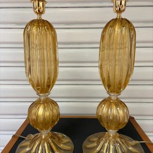 LL463 - Pair of golden lamps - Alberto Dona