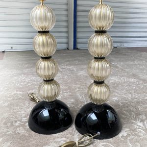 LL470 -Pair of gold and black lamps - Toso