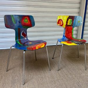 Ref : MC821 - Pair of chairs T 3130 AKA "Grand Prix" - Arne Jacobsen x Rolf-Gjedsted