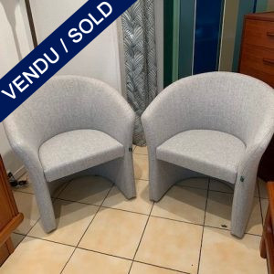 Ref : MC766 - Pair of Arm-Chairs from Harmony - grey Jersey - SOLD