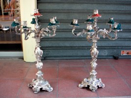 chandeliers en bronze argent - VENDU