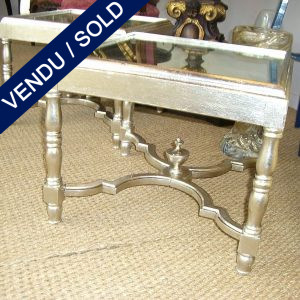pair of coffee table silver leave and top in morror - SOLD