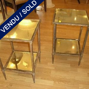 A set of pedestal tables mirror and metal - SOLD