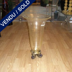 Vase verre de Murano doré pied tripode - VENDU