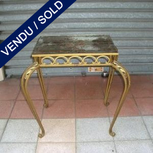 Little table gold wrought iron and "Eglomised" glass - SOLD