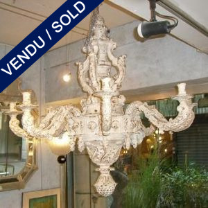 Wood chandelier-8 branches Style baroque 18th - SOLD