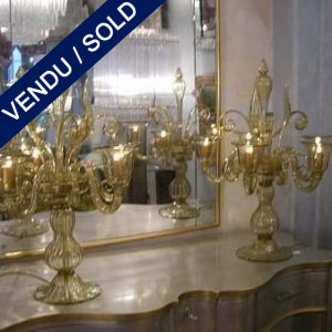 Set of candelabras Smoked glass of Murano - SOLD