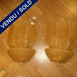 Set of four Murano gifted sconces 3 leaves - SOLD
