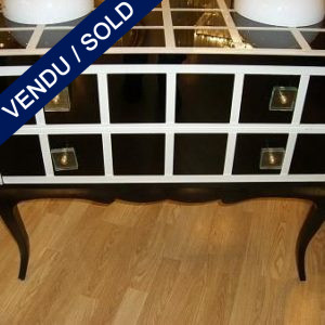 Set of commodes in black and white glass - SOLD
