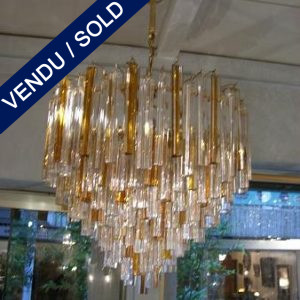 Chandelier "Venini" amber and transparent Epoque 1970 - SOLD