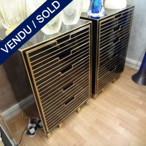 Set of commodes in black glass 5 drawers - SOLD
