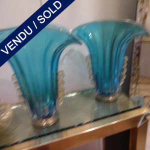 Set of vases in Murano blue/gold - SOLD