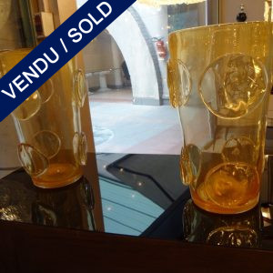 Ref : V260  - Paire verre de Murano doré - VENDU