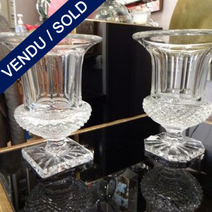 Ref : V263  - 2 vases en cristal Saint-Louis Modèle Versailles de 1921 - VENDU