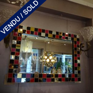 Ref : MI958 - Pair of mirrors with tinted glass border - SOLD