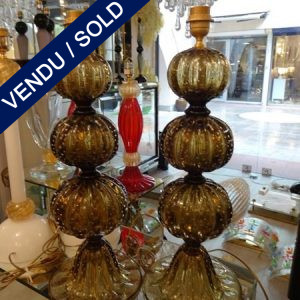 Ref : LL962 - Paire de lampes Murano signées "TOSO" - SOLD