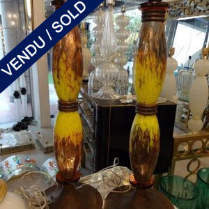 Ref : LL964  - Pair of lamps Murano and Brass - SOLD