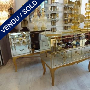 Set of commodes in mirror - legs golden - SOLD