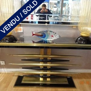 Ref : 16 - Console with tinted glass and brass - SOLD