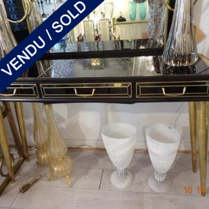 Ref : CL 18  - Wood and tinted glass console with brass feet - SOLD