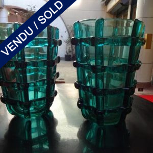 Ref : V293 - Paire de vases en verre de Murano signé Constantini - VENDU
