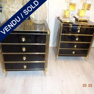 Ref : M232  - Pair Tinted glass - brass - SOLD