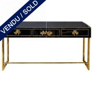 Ref : CL24 - Console table tinted glass and brass - SOLD