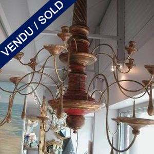 Chandelier in painted wood, end of XIXth - SOLD