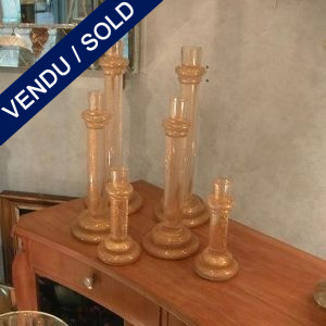 Candlesticks in gilded glass of Murano - SOLD