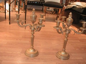 Paire de chandeliers en bronze doré - VENDU