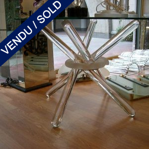 Table en verre transparent 4 tubes - VENDU