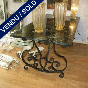 Table in marble from Alps, feet in wrought iron - SOLD