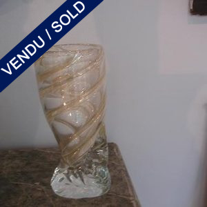 Ref : V10  - Vase en verre de Murano doré - VENDU