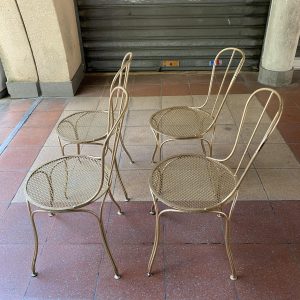 Ref : MC779 - Suite de 4 chaises en métal doré